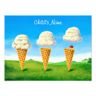 Ice Cream Cone - Hot Air Balloon Whimsical Art Photo Print