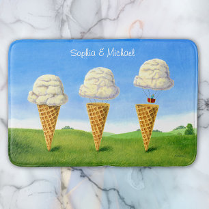 Ice Cream Cone, Hot Air Balloon Whimsical, Names Bath Mat