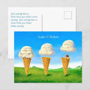 Ice Cream Cone, Hot Air Balloon Whimsical, Names Postcard