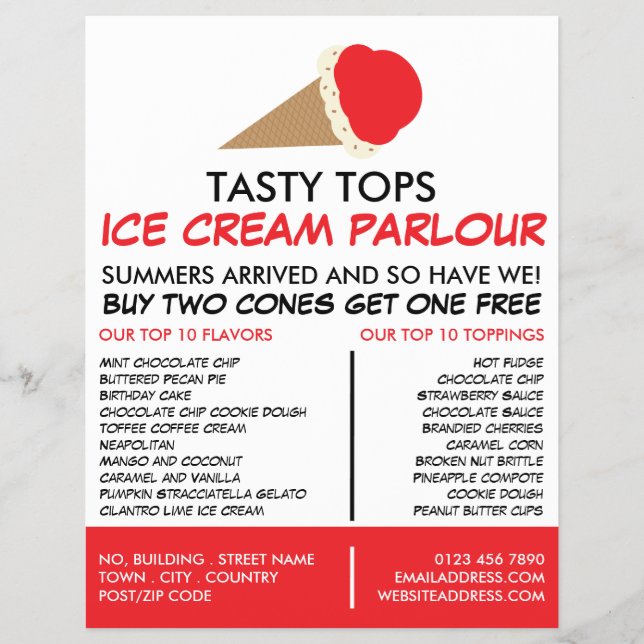 Ice Cream Cone, Ice Cream Parlour Advertising Flyer (Front)