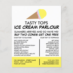 Ice Cream Cone, Ice Cream Parlour Advertising Flyer