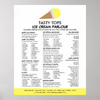 Ice Cream Cone, Ice Cream Parlour Menu