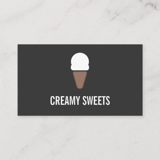 Ice Cream Cone Icon grey Business Card (Front)