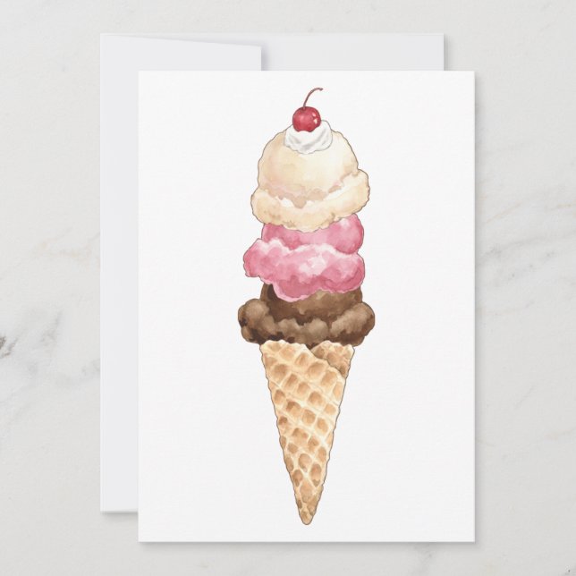 Ice Cream Cone Invitation (Front)
