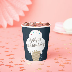 Ice Cream Cone Kids Blue Birthday Party Paper Cups