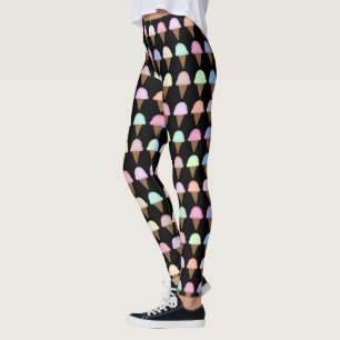 Ice Cream Cone Leggings Unique Fun Gift Women