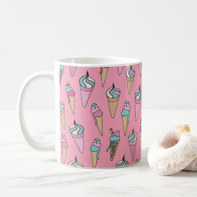 Ice Cream Cone pattern Coffee Mug (With Donut)