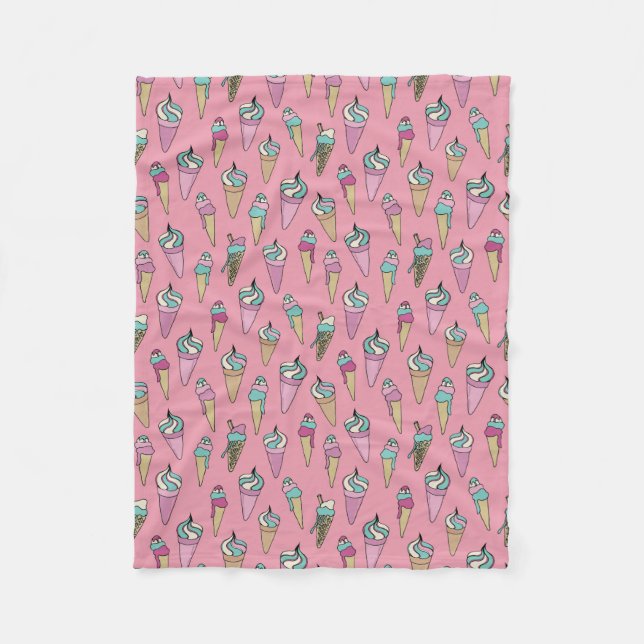 Ice Cream Cone Pattern Fleece Blanket (Front)