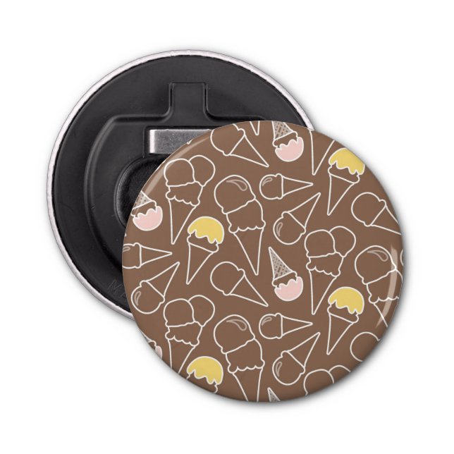 Ice Cream Cone Pattern on Brown Bottle Opener (Front)