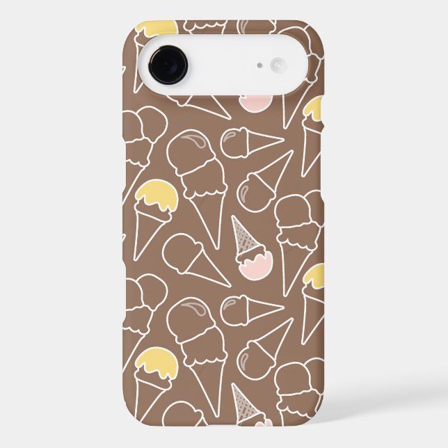 Ice Cream Cone Pattern on Brown Case-Mate iPhone Case (Back)