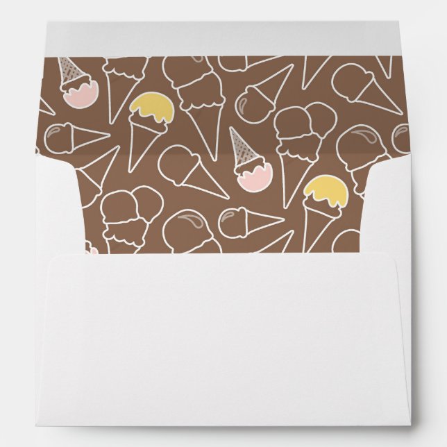 Ice Cream Cone Pattern on Brown Envelopes (Back (Bottom))