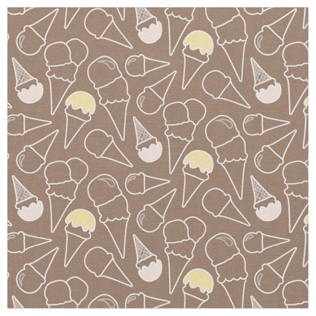 Ice Cream Cone Pattern on Brown Fabric (Close Up)
