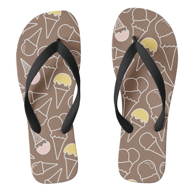 Ice Cream Cone Pattern on Brown Jandals (Footbed)