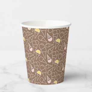 Ice Cream Cone Pattern on Brown Paper Cups