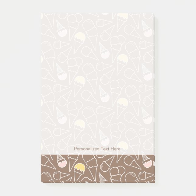 Ice Cream Cone Pattern on Brown Post-it Notes (Front)
