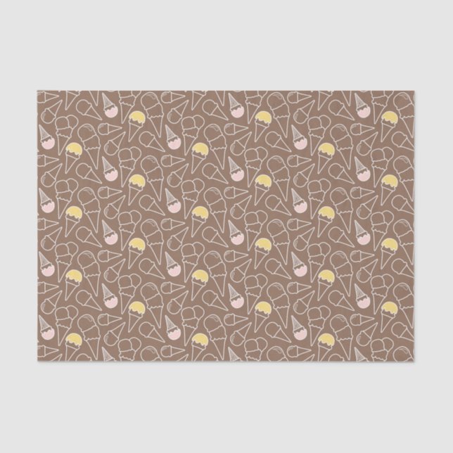 Ice Cream Cone Pattern on Brown Tissue Paper (Front)
