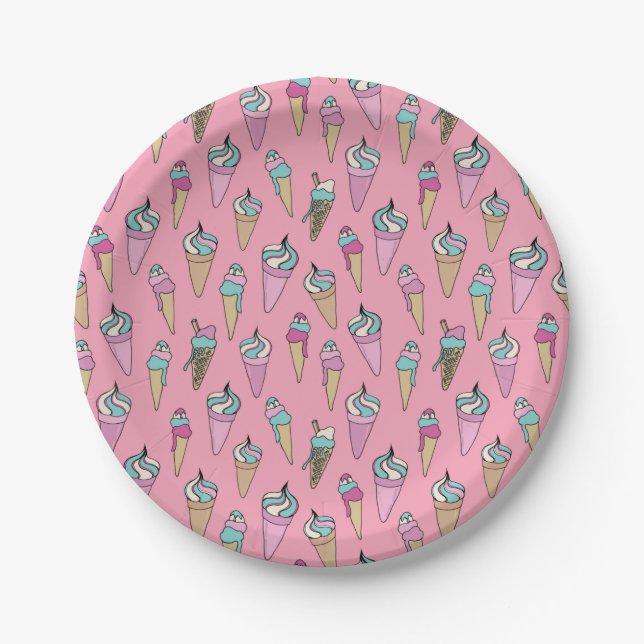 Ice Cream Cone pattern Paper Plate (Front)