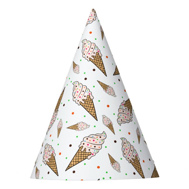 Ice cream cone pattern party hat (Front)