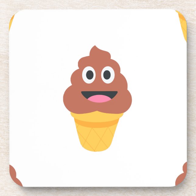 ice cream cone poo emoji coaster (Front)