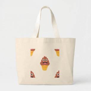 ice cream cone poo emoji large tote bag