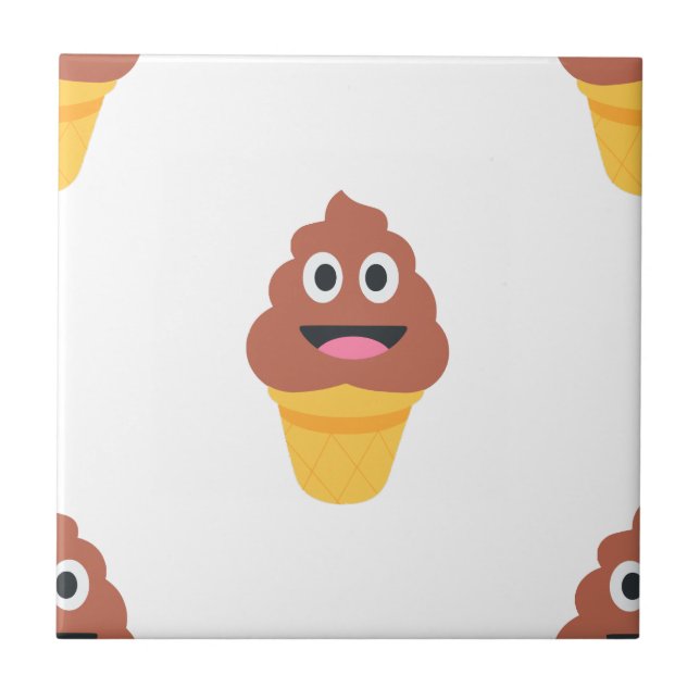 ice cream cone poo emoji tile (Front)