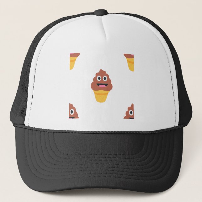 ice cream cone poo emoji trucker hat (Front)