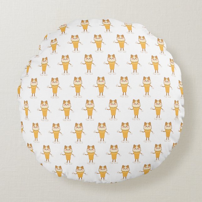 ice cream cone round cushion (Front)