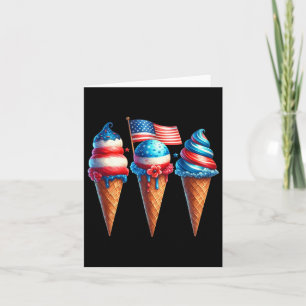 Ice Cream Cone Scoops Designed American Flag 4th O Card