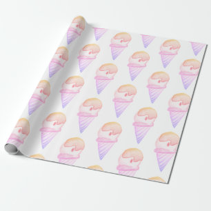 Ice Cream Cone Sketch   Pink & Purple Fade Wrapping Paper