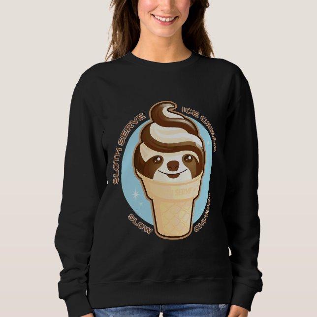 Ice Cream Cone Sloth Pun Relaxed Fit Sweatshirt (Front)