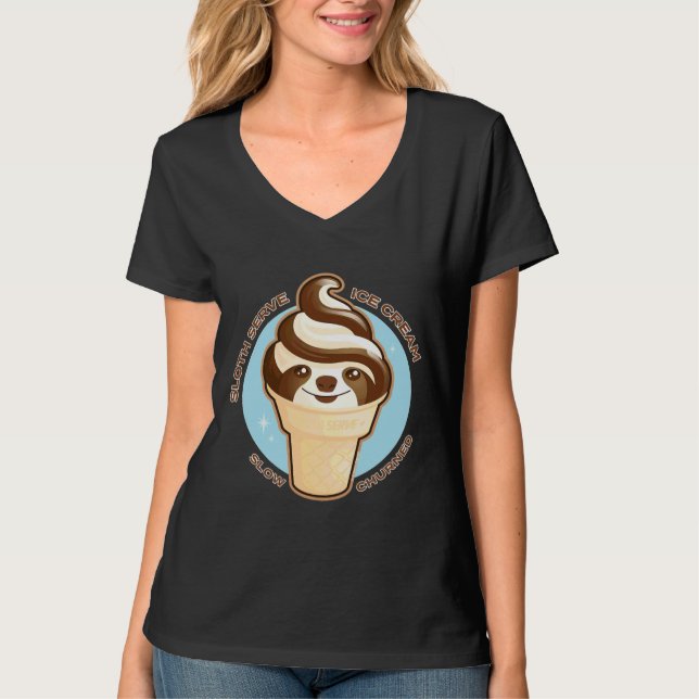 Ice Cream Cone Sloth Pun Relaxed Fit T-Shirt (Front)