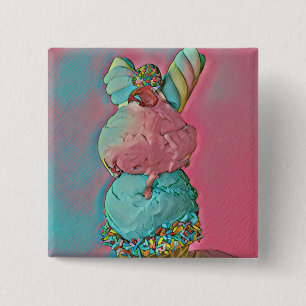 Ice cream cone sprinkles 15 cm square badge