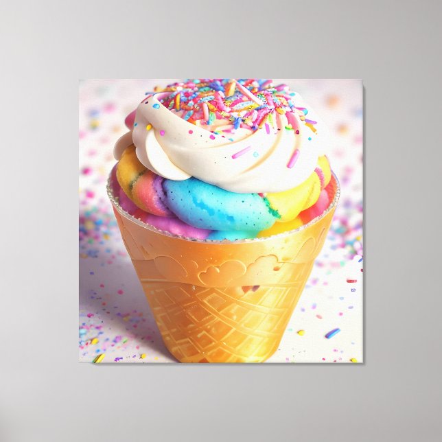 Ice Cream Cone Sprinkles Canvas Print (Front)