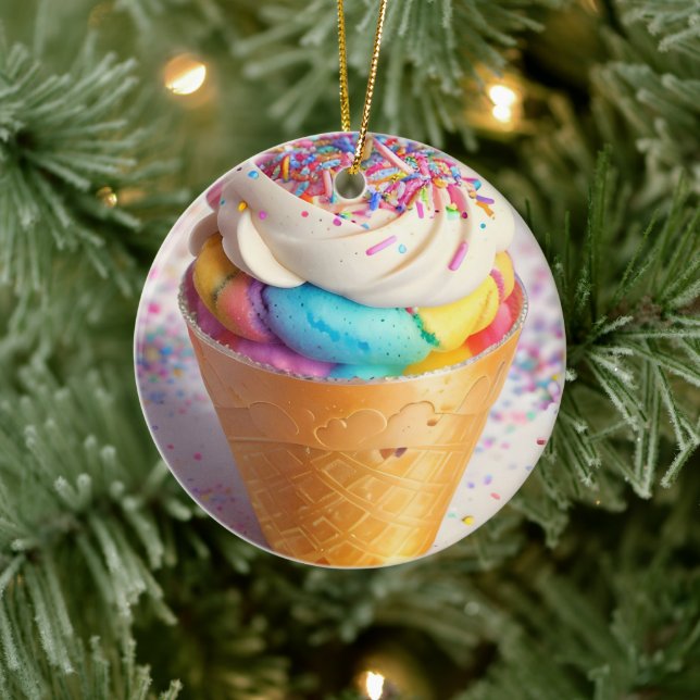 Ice Cream Cone Sprinkles Ceramic Tree Decoration (Tree)