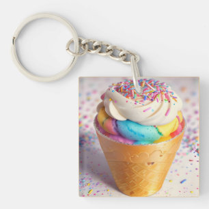 Ice Cream Cone Sprinkles Key Ring