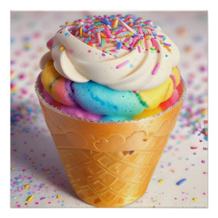 Ice Cream Cone Sprinkles Poster