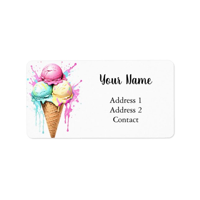 Ice Cream Cone Sweet Fresh Address Label (Front)