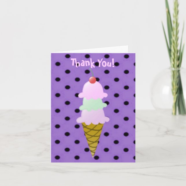 Ice Cream Cone Thank You Note Cards (Front)