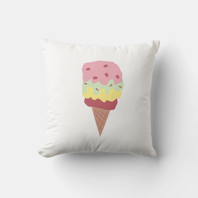 Ice Cream Cone Throw Pillow (Front)