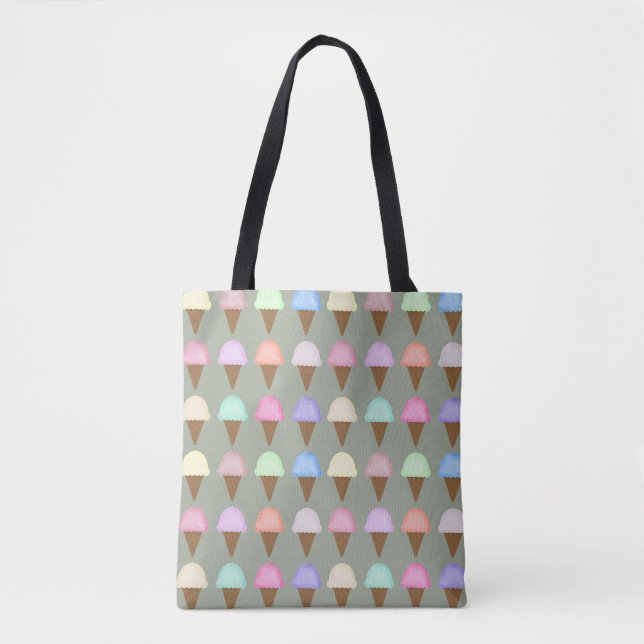 Ice Cream Cone Tote Bag Bright Colourful Pattern (Front)