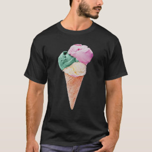 Ice Cream Cone Triple Scoop Pastel Summer Graphic T-Shirt