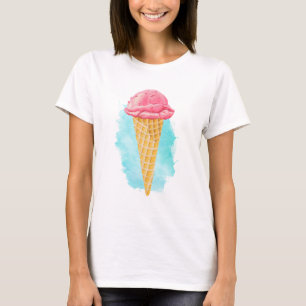 Ice Cream Cone With A Blue Paint Splatter T-Shirt