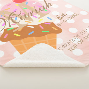 Ice Cream Cone with Sprinkles & a Cherry on Top Sherpa Blanket