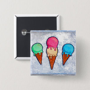 Ice Cream Cones 15 Cm Square Badge