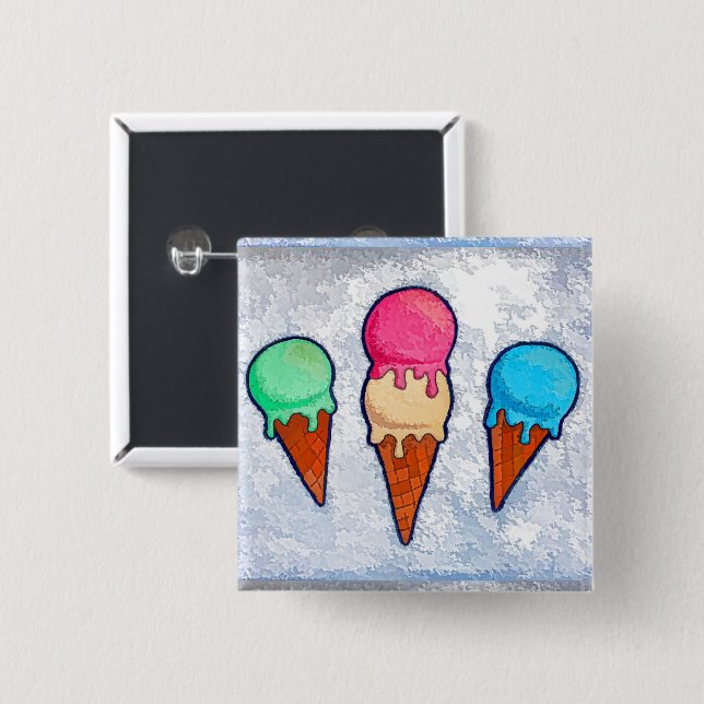 Ice Cream Cones 15 Cm Square Badge (Front & Back)