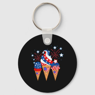 Ice Cream Cones 4th Of July Holiday Patriotic Key Ring