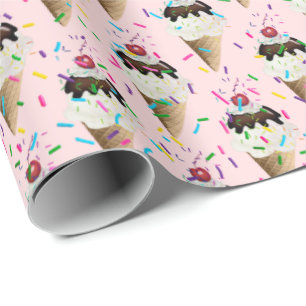 Ice Cream Cones And Sprinkles Wrapping Paper