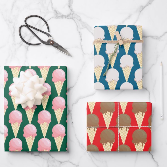 Ice Cream Cones Design  Wrapping Paper Sheet (Front)