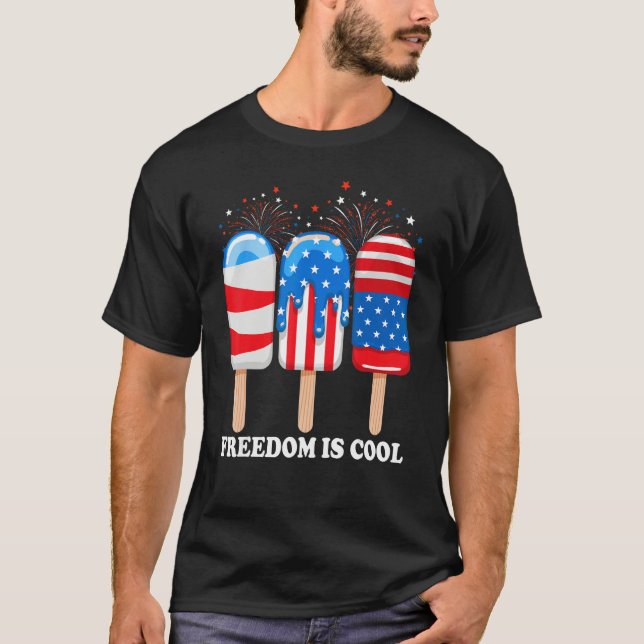 Ice Cream Cones Funny 4th of July Patriotic Americ T-Shirt (Front)