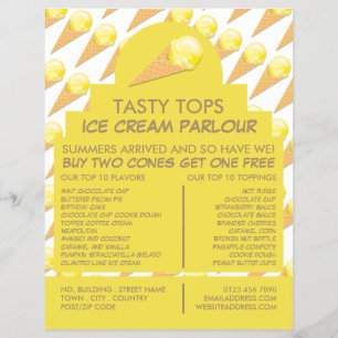 Ice Cream Cones, Ice Cream Parlour Advertising Flyer